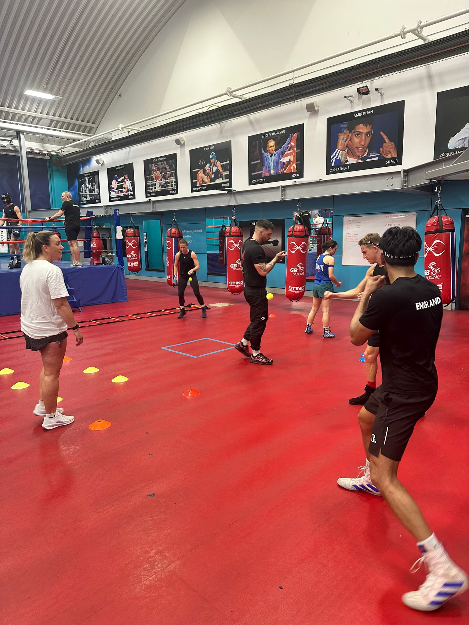 Footwork drill training with England Boxing Pathway coaches