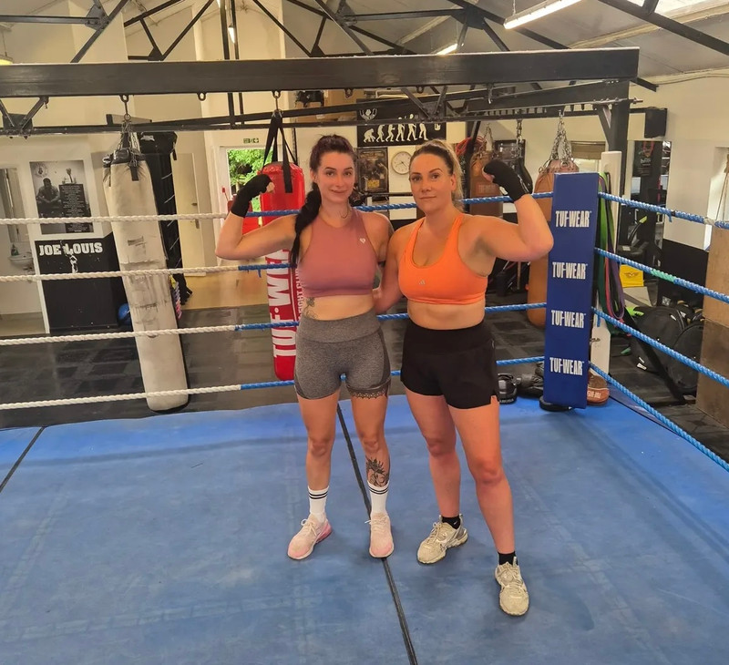 Boxing training session in action