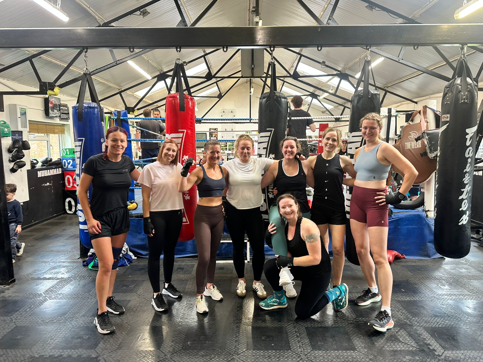 Ladies boxing fitness pop-up class group photo at South Moreton Boxing Club