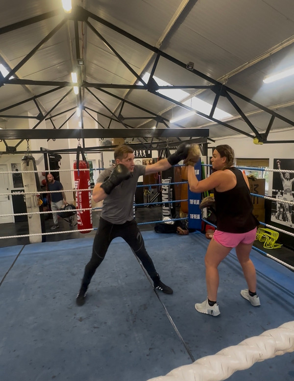 Rachel ready in the boxing ring