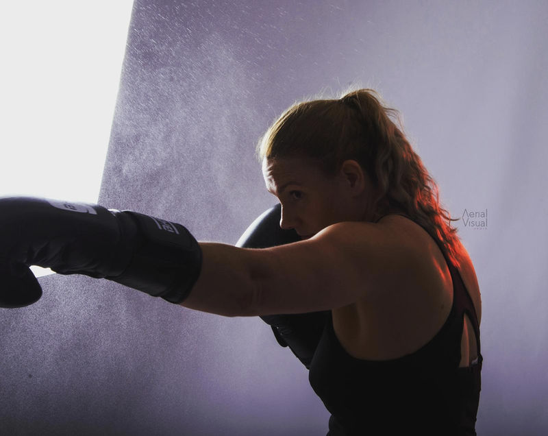 Boxing training in action